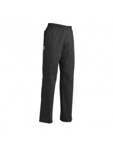 Pantalone Cuoco Gessato Nero BIG CHEF 100% Cotone