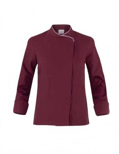 Giacca da Cuoca Donna Susi Slim Fit Bordeaux 65% Poliestere 35% Cotone con Piping - Giblor’s