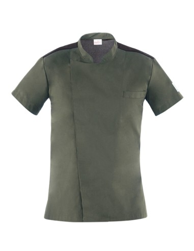 Giacca da Cuoco Verde Militare Thiago Slim Mezza Manica - Giblor’s