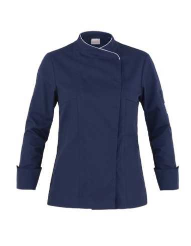 Giacca da Cuoca Donna Susi Slim Fit Blu 65% Poliestere 35% Cotone con Piping - Giblor’s