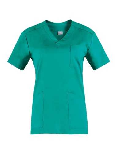 Casacca da Donna Milena Verde – Giblors, Manica Corta, Scollatura a V, 100% Cotone